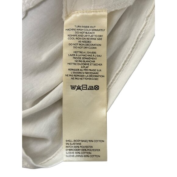 Free People Icing On Top Off-Shoulder Puff-Sleeve Embroidered White Crop Size S - Picture 9 of 9